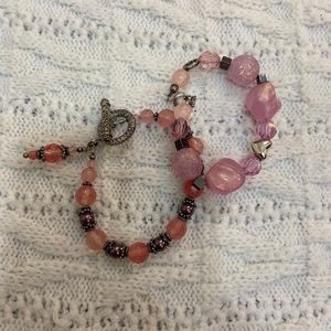 2pc Small Pink Beaded Bracelets